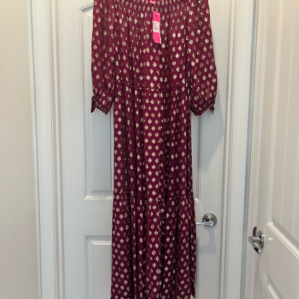 Lilly Pulitzer Purple and Gold Long Sleeve Dress